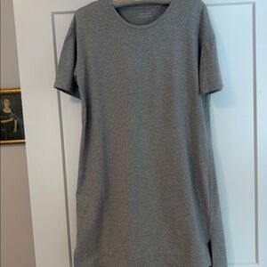 EILEEN FISHER Organic Cotton T-Shirt Dress Crew Neck NEW Midi XL Heather Grey